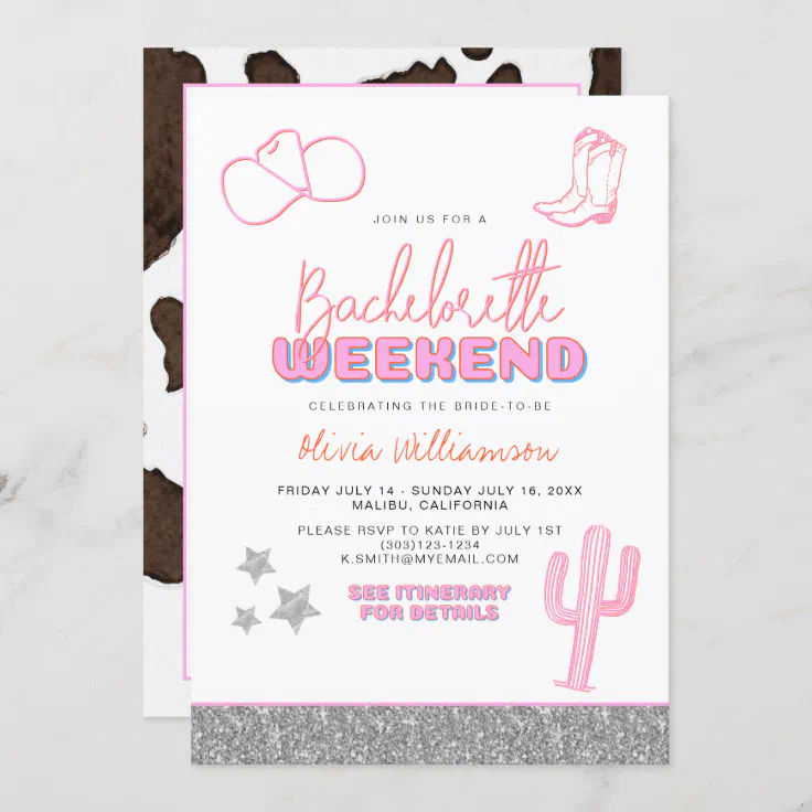 cowgirl themed bachelorette party invitations