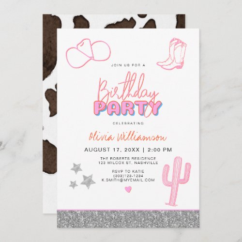 DINA Space Cowgirl Desert Birthday Party Invitation