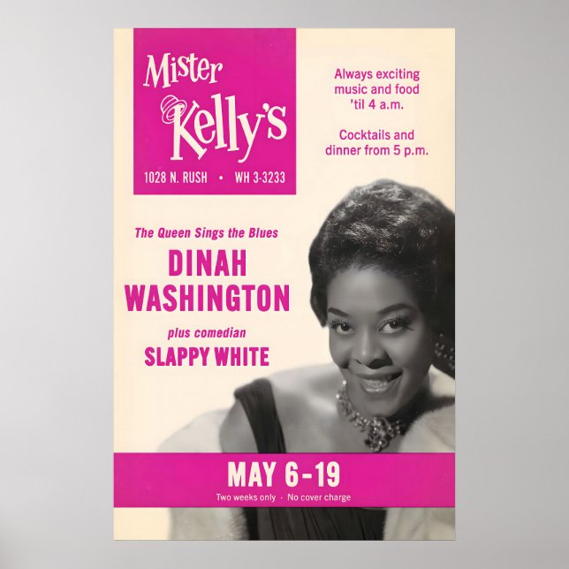 Dinah Washington jazz poster - Mister Kelly's (Front)