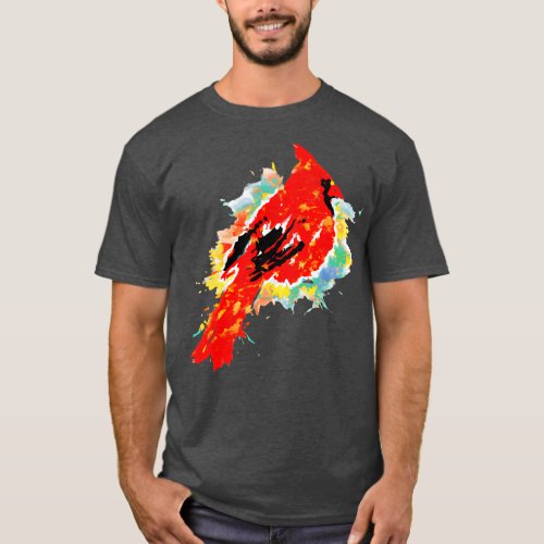 dinal Bird Watercolor T_Shirt
