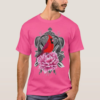dinal Bird With Peony Color Indiana State Tattoo A T-Shirt