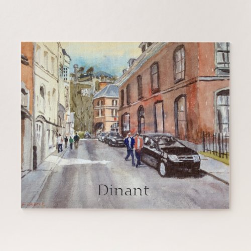 Dinant Belgium Street Scene Watercolor Jigsaw Puzzle