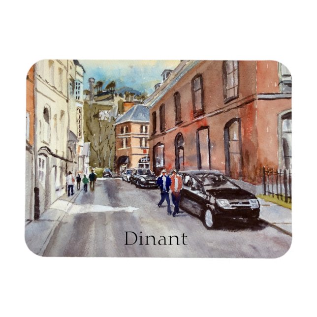 Dinant Belgium Street Scene Watercolor Magnet (Horizontal)