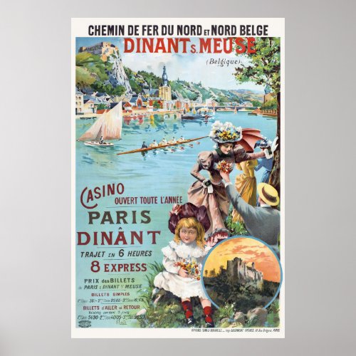 Dinant Meuse Belgique Vintage Poster 1890s