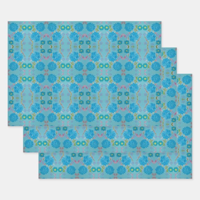 Dina's Blooming Blues Wrapping Paper (Set)