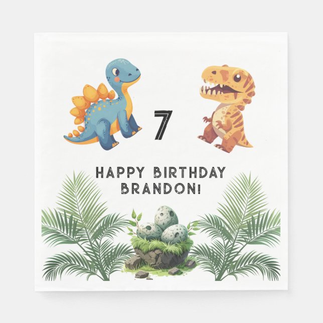 Dinasaur Kid's Birthday Party  Napkins (Front)