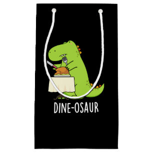 Dine-osaur Funny Dinosaur Pun Dark BG Small Gift Bag