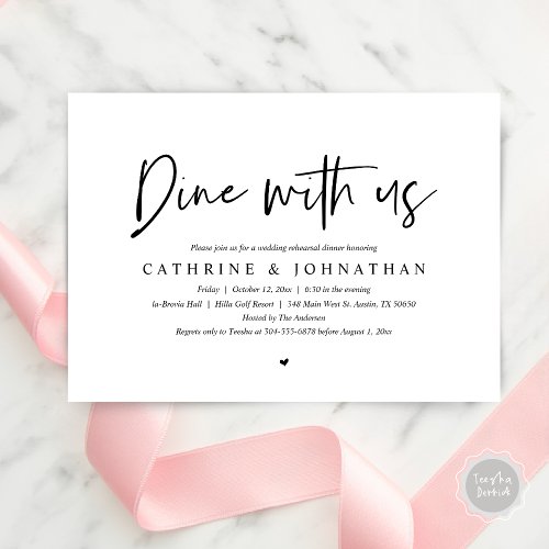 Dine with us Wedding Rehearsal Dinner Invitation