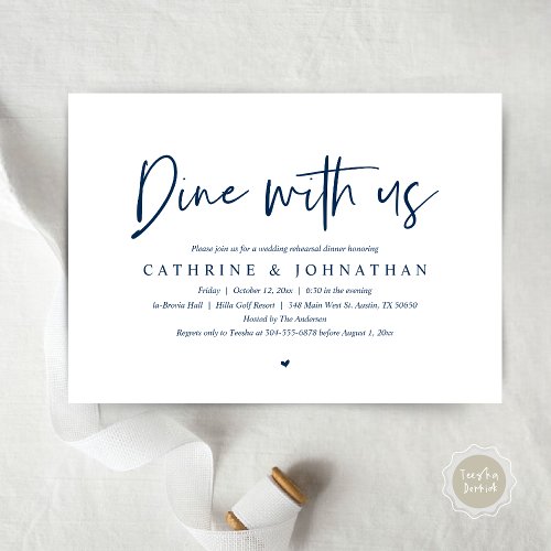 Dine with us Wedding Rehearsal Dinner Invitation