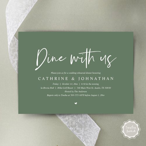 Dine with us Wedding Rehearsal Dinner Invitation