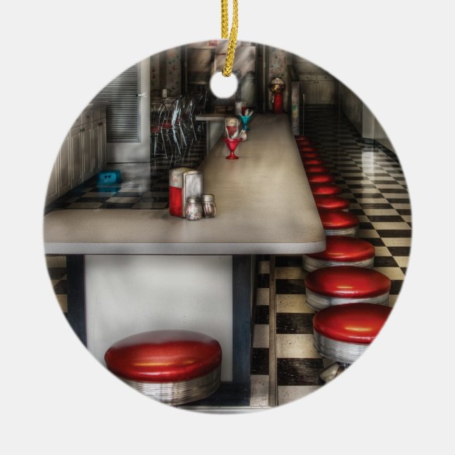 Diner - 1950's - The Ice Cream Parlor Ceramic Ornament (Front)