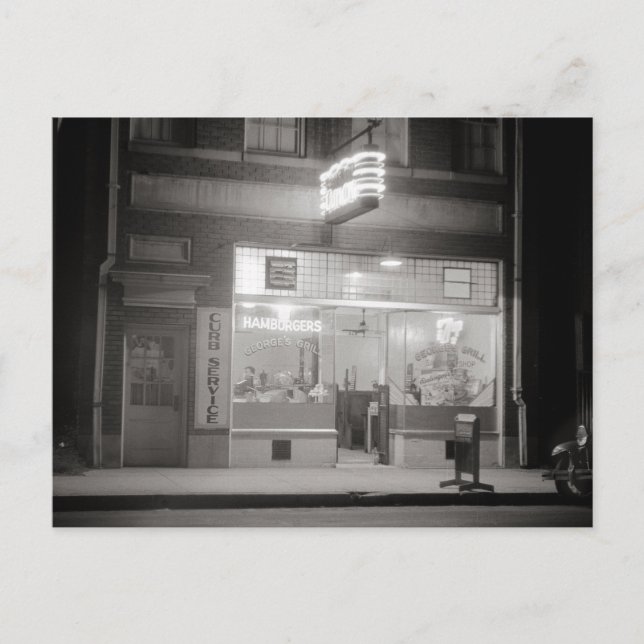 Diner at Night, 1940 Postcard (Front)