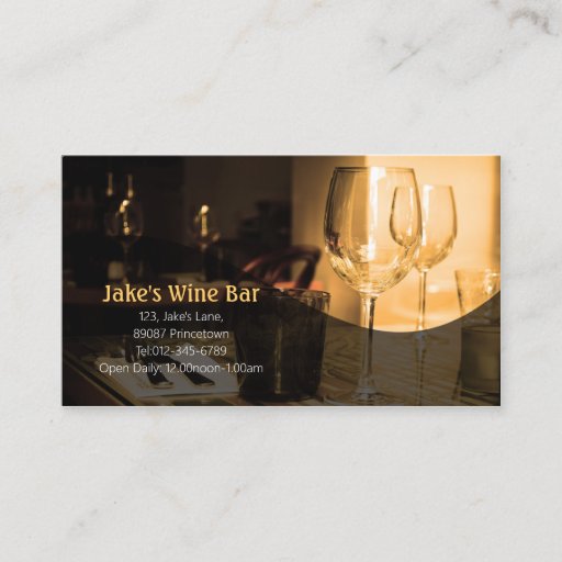 Customizable Diner Bar Business Card Wine Glass Table