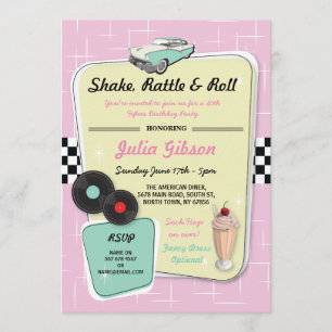 Diner Birthday Party 1950s Fifties Retro Invite