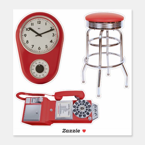 Diner Clock Stool and Payphone Sticker