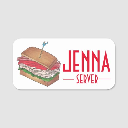 Diner Delicatessen Turkey Club Sandwich Deli Food Name Tag