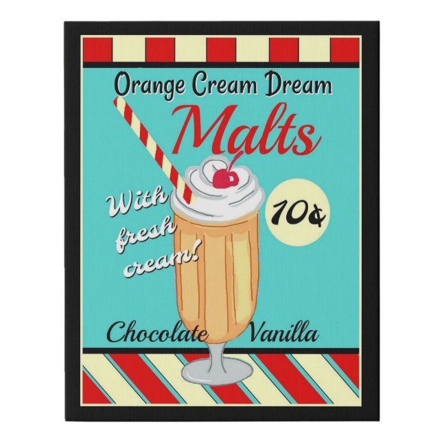 Diner/Dreamsicle Mault Retro Sign Faux Canvas (Front)