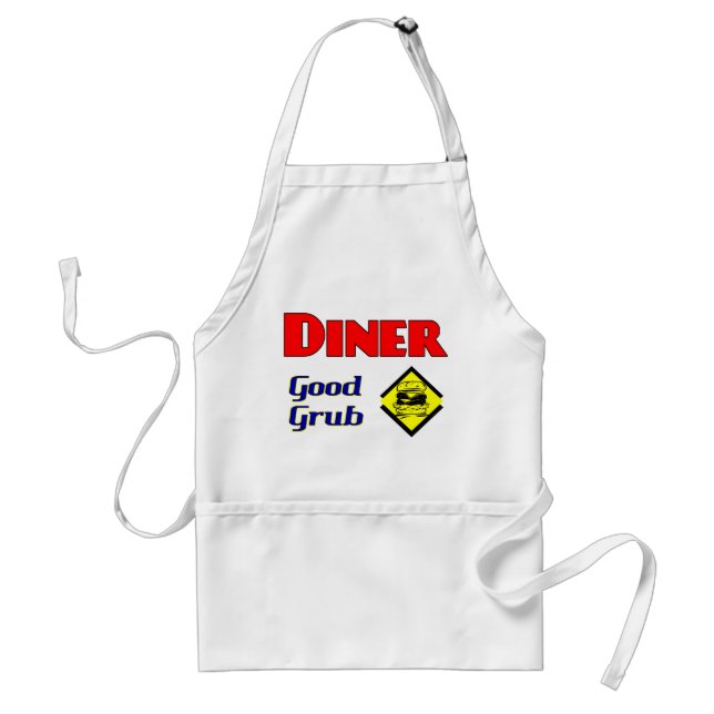 Diner Good Grub Hamburger Restaurant Art Adult Apron (Front)