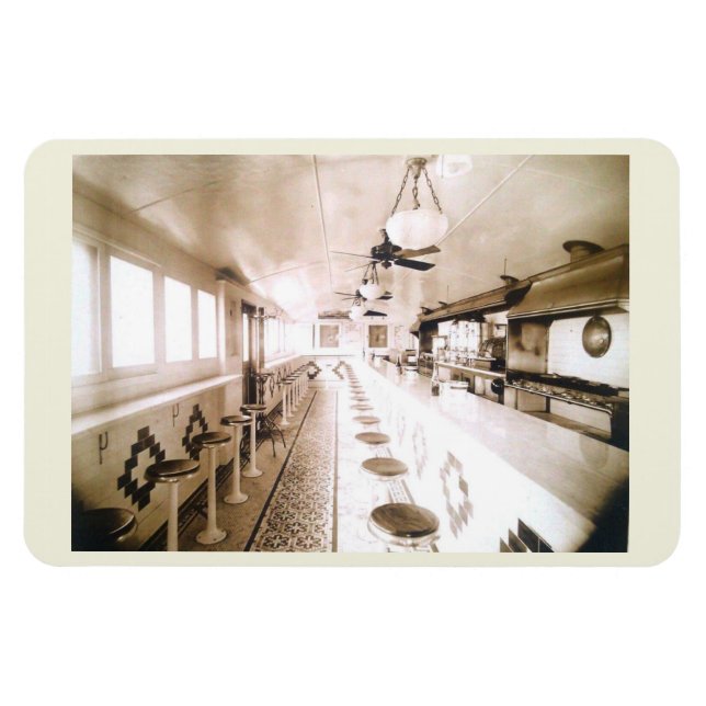 Diner Interior, 1920s Deco Vintage Magnet (Horizontal)