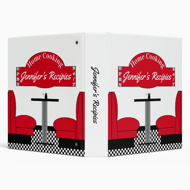 Diner Kitchen Recipe 3- Ring Binder Notebook  (Background)