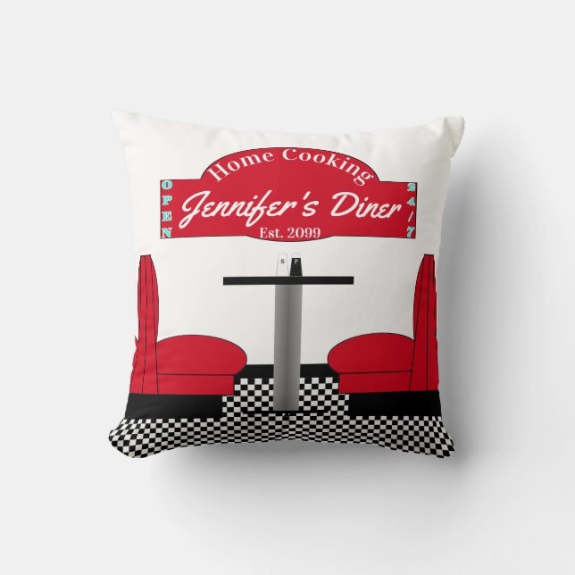 Diner Kitchen Restaurant Kitchen Grill Chef Baker Throw Pillow (Front)