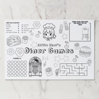 Diner Placemat for Kids, Printable Kids Placemat