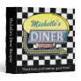 Diner Retro 50s Black White Check Recipe Book Name 3 Ring Binder