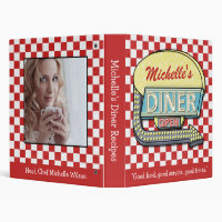 Diner Retro 50s Red Checker Recipe Book Name Photo