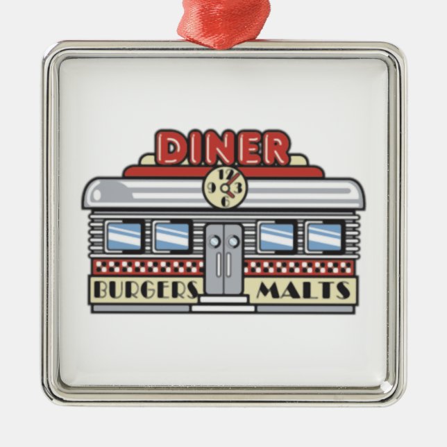Diner Retro Vintage Art Metal Ornament (Front)