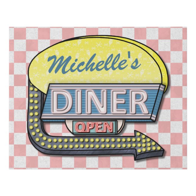 Diner Sign Retro 50s Mid-Century Nostalgia Custom (Front)