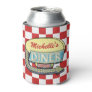 Diner Sign Retro 50s Red Checkered | Custom Name Can Cooler