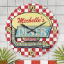 Diner Sign Retro 50s Red Checkered | Custom Name Round Clock