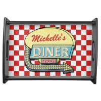 Diner Sign Retro 50s Red Checkered | Custom Name