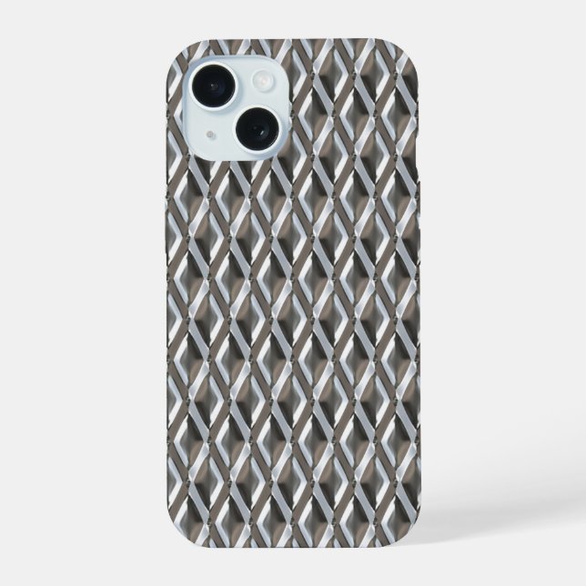 Diner Style Chrome Harlequin Pattern iPhone 15 Case (Back)