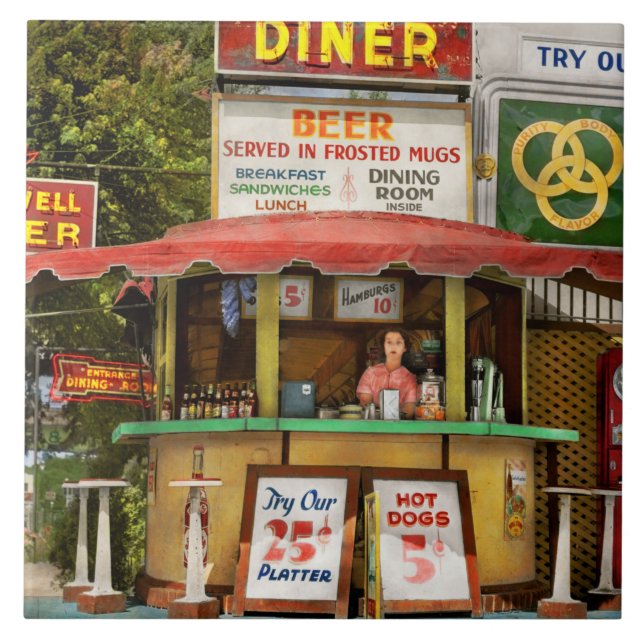 Diner - Try our 25 cent platter 1940 Ceramic Tile (Front)