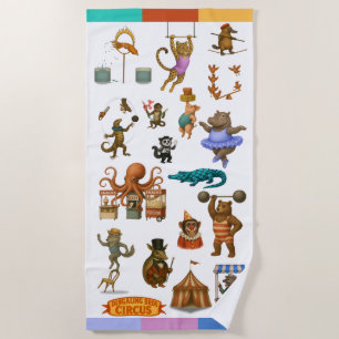 Dingaling Bros Circus acts Beach Towel