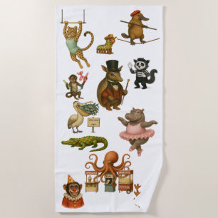 Dingaling Bros Circus acts Beach Towel