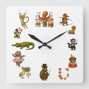 Dingaling Bros Circus acts Square Wall Clock