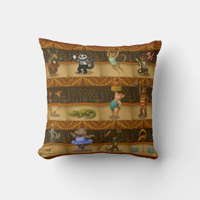 Dingaling Bros Circus acts Throw Pillow (Front)