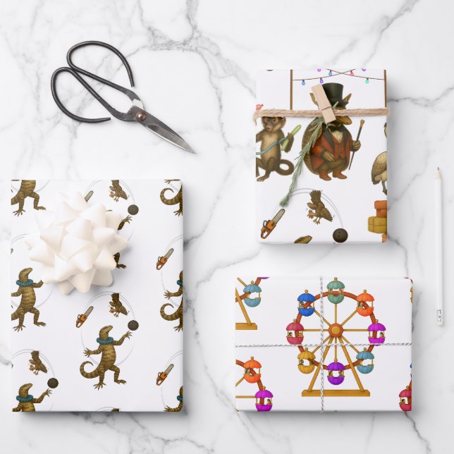 Dingaling Bros Circus acts Wrapping Paper Sheets (Front)