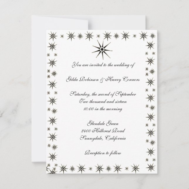 Dingbat Stars Wedding Invitation (Front)
