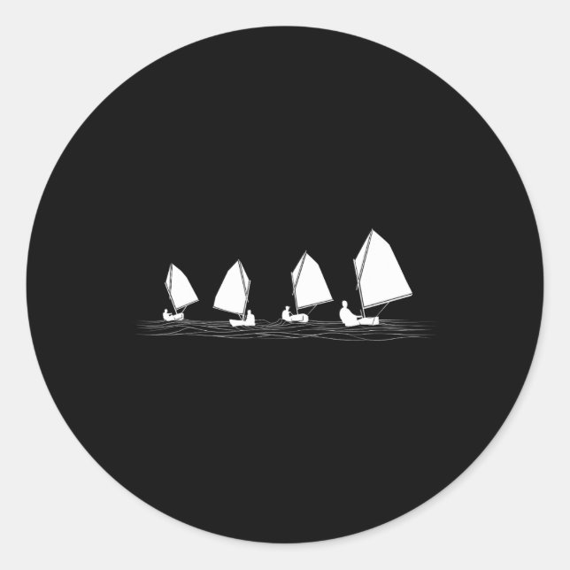 Dinghy Sail Boat Laser Optimist Racing Sailing Las Classic Round Sticker (Front)