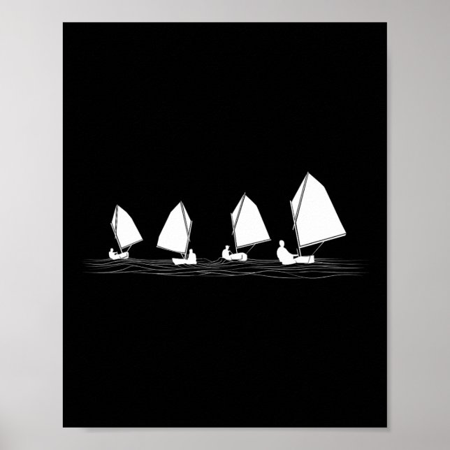 Dinghy Sail Boat Laser Optimist Racing Sailing Las Poster (Front)