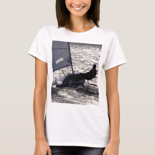 Dinghy Sailing Into The Sun T_Shirt