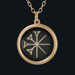 Dingir Gold Plated Necklace<br><div class="desc">PLEASE NOTE: THE DINGIR IS AN IMAGE WITH A METAL EFFECT. IT IS NOT METAL. The dingir is a Sumerian cuneiform ideogram which precedes the name of the gods. It is called a determinative to indicate divinity of the name following it. It is the logogram by which the name that...</div>