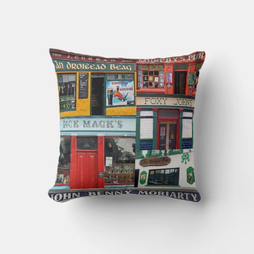 Dingle Pubs Collage Irish Pillow Ireland Throw Pillow