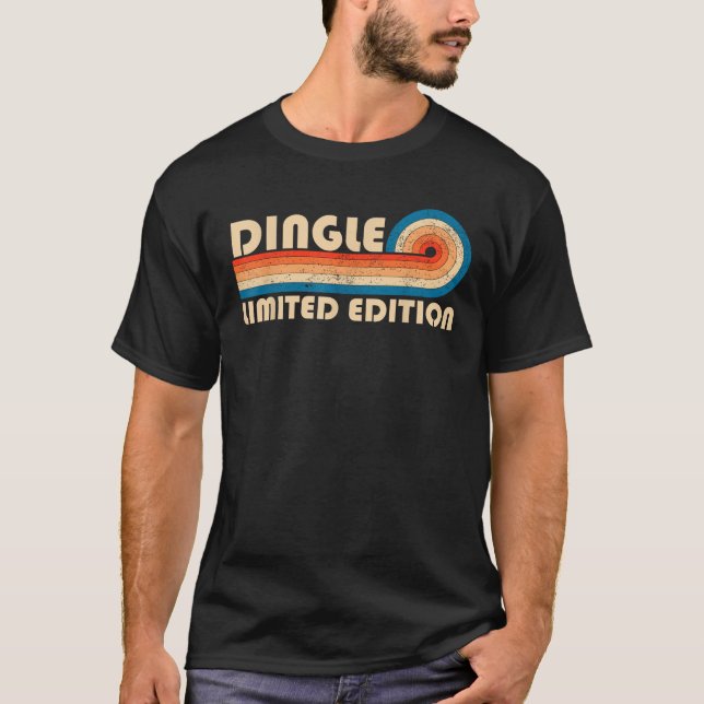 DINGLE Surname Retro Vintage 80s 90s Birthday Reun T-Shirt (Front)