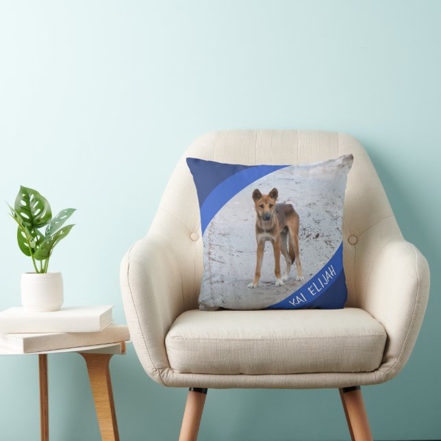 Dingo Australia Wild Dog Custom Blue Boys Throw Pillow (Chair)