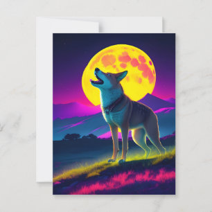 Dingo in the moorland moonlight postcard