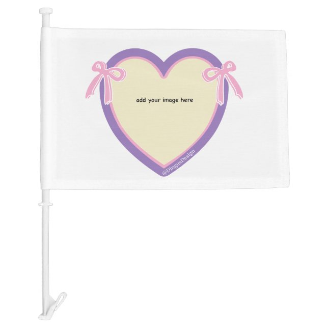 Dingus Bows & Heart Personalized  Car Flag (Front)